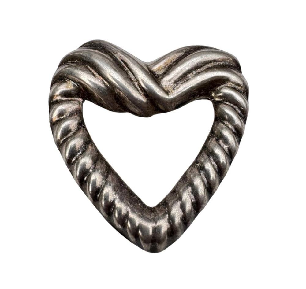 Vintage Sterling Silver 925 Taxco Mexico Heart Brooch Pin - 13 grams